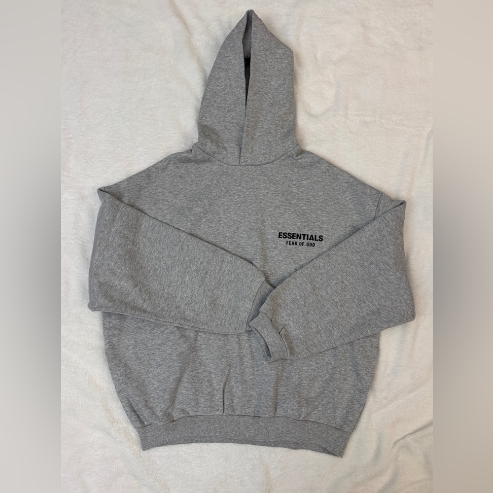 Essentials Light Gray Pullover Hoodie for Men Valentine’s Day Gift